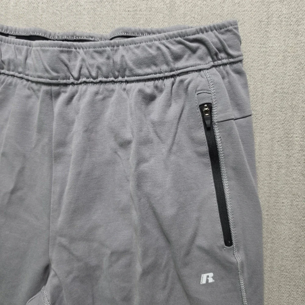 Russell Athletic Pants Mens L Grey Zipper Pockets Tapered Joggers
